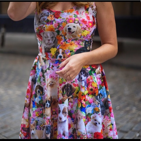 Pretty Snake Puppy Garden Party Fit&Flare Dress - Picture 2 of 14